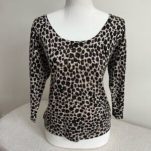 100% silk Leopard Print quarter Sleeve Top